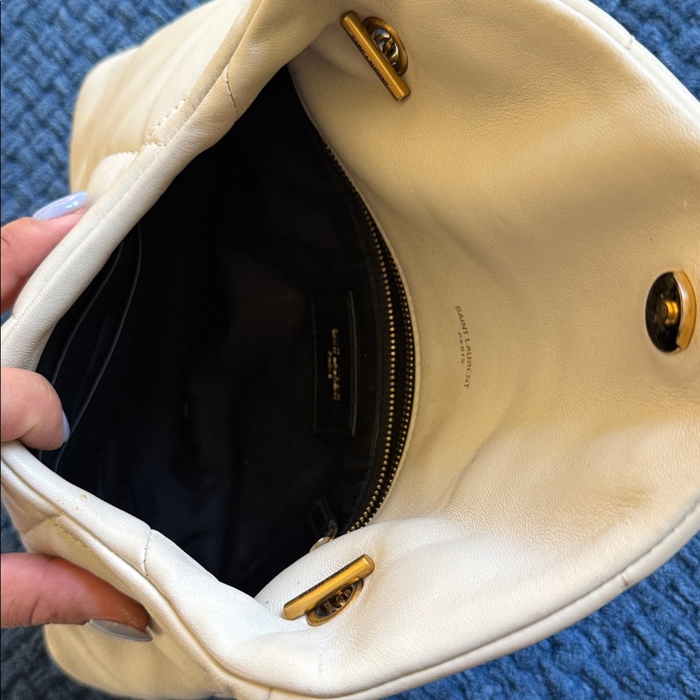 Saint Laurent Cream Quilted Leather Envelope Crossbody with Gold Hardware - Picture 10 of 14